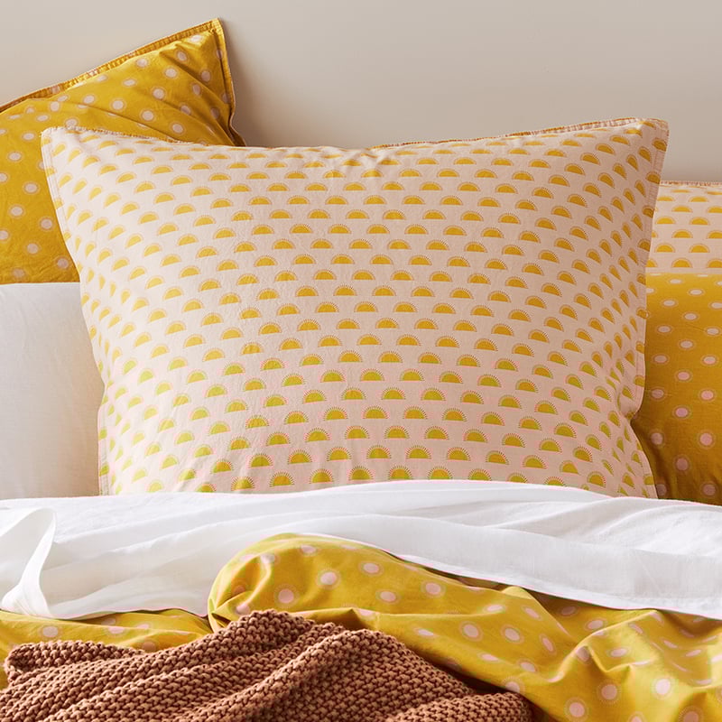 Stonewashed Printed Cotton Nude Sunray Pillowcase