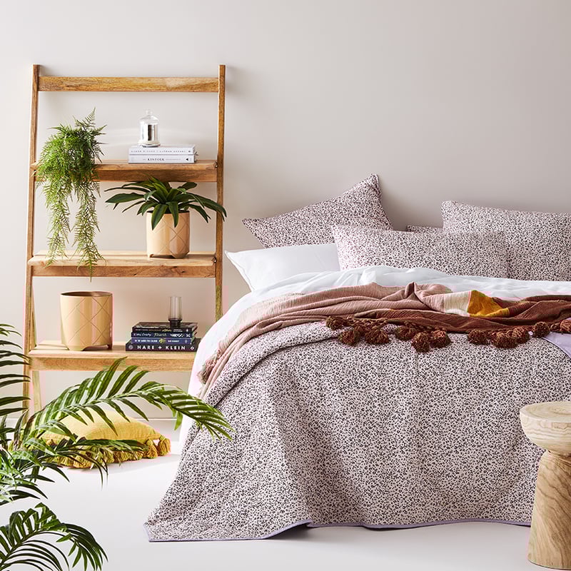 Stonewashed Cotton Printed Pink Cheetah Quilted Pillowcase