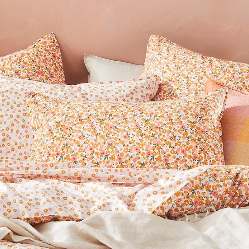 Stonewashed Cotton Printed Golden Daisy Pillowcase