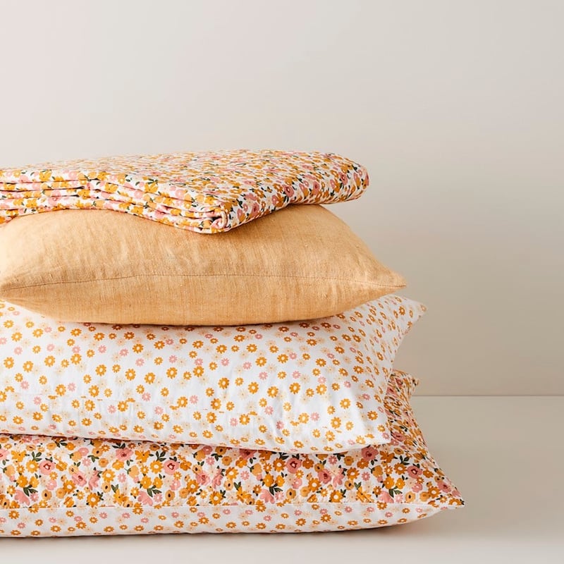 Stonewashed Cotton Printed Golden Daisy Pillowcase