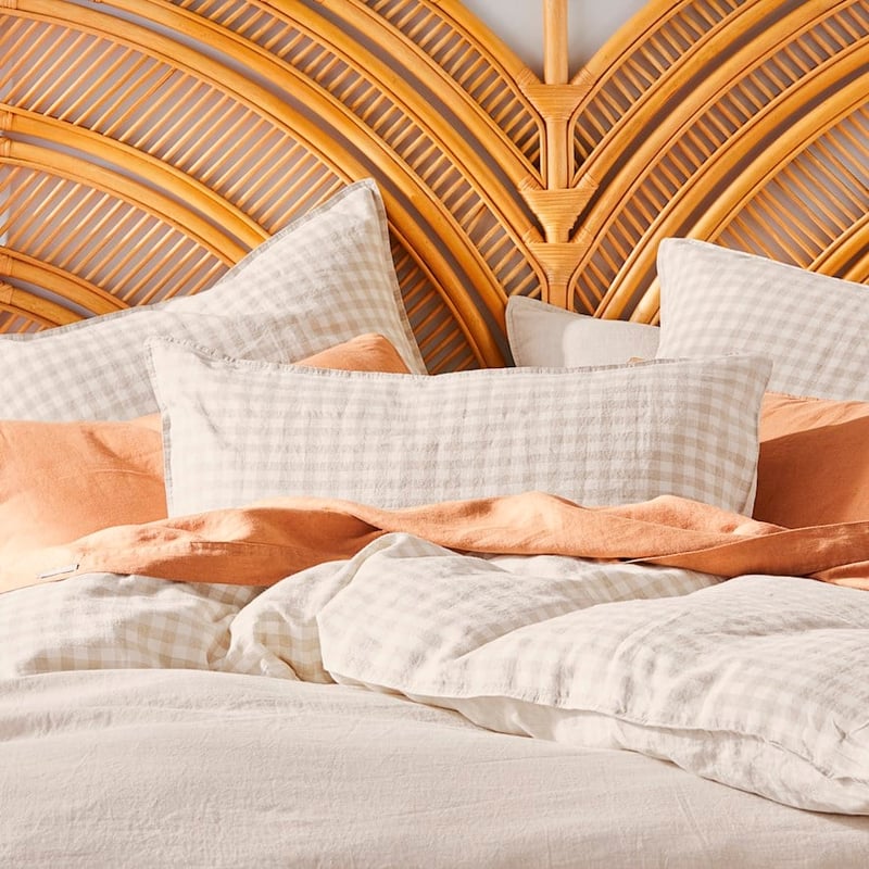 Vintage Washed Linen Check Pillowcase