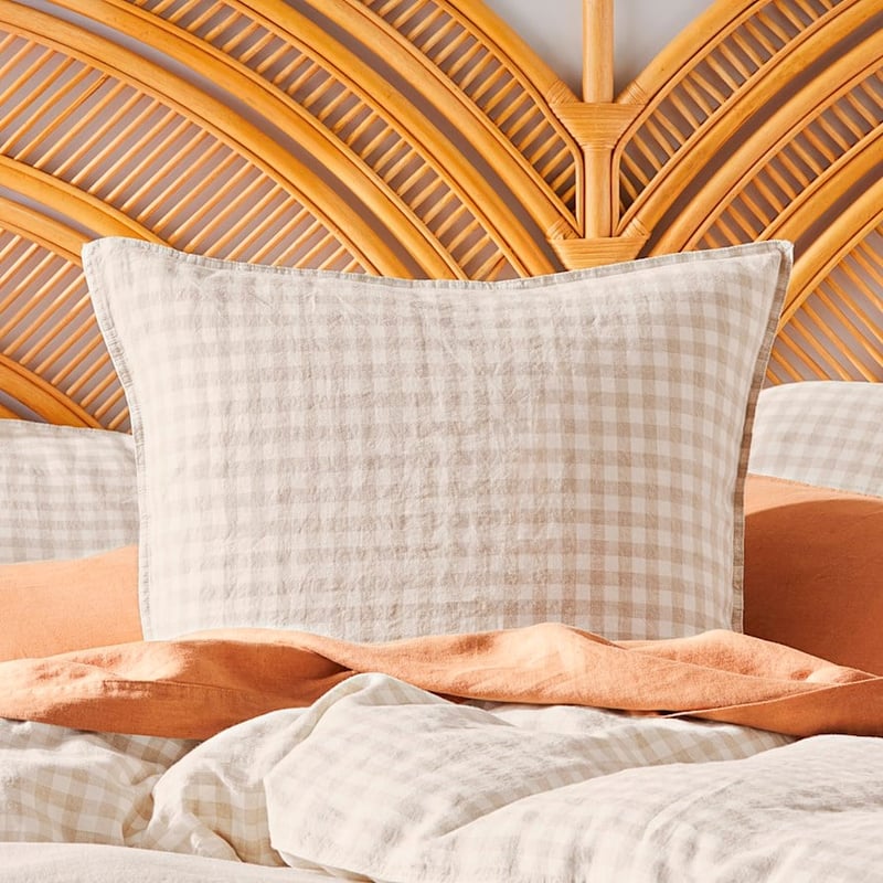 Vintage Washed Linen Check Pillowcase