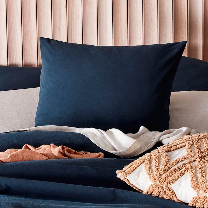 Stonewashed Cotton Navy Pillowcase