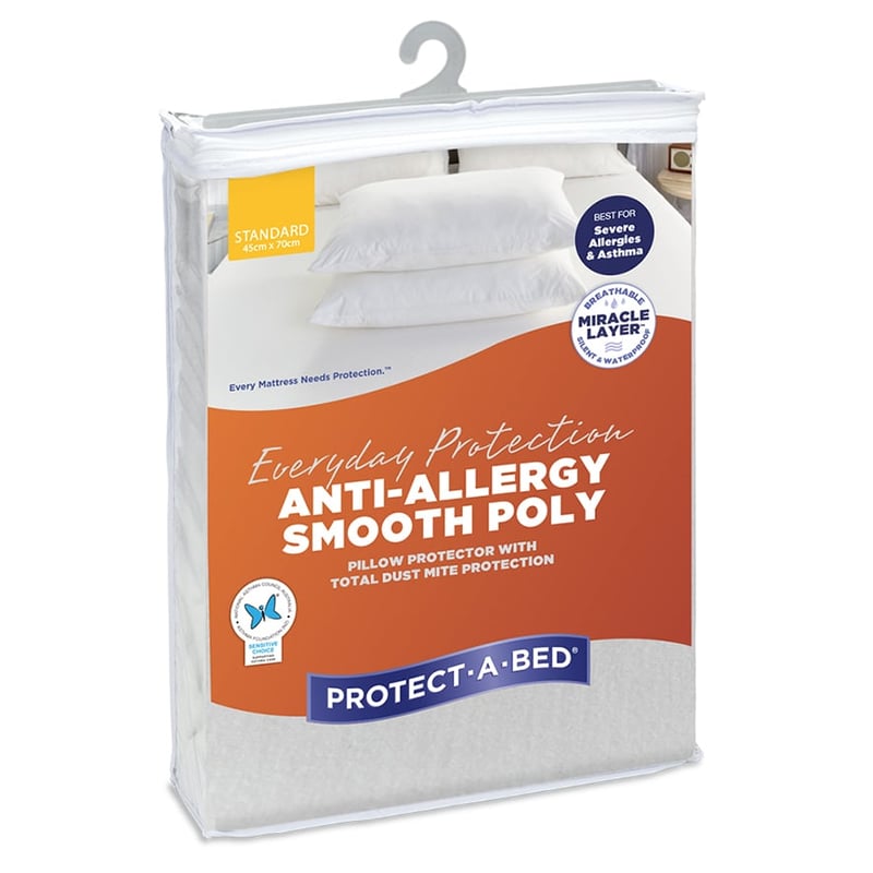 Anti-Allergy Smooth Poly Pillow Protectors - 2 Pack