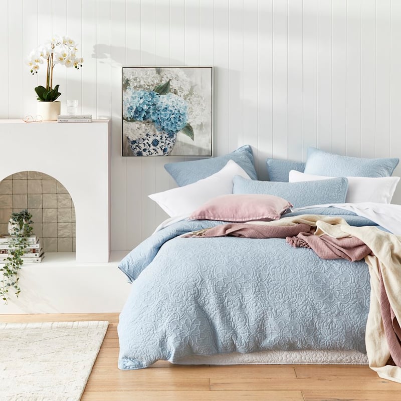 Chloe Powder Blue Quilted Quilt Cover Separates