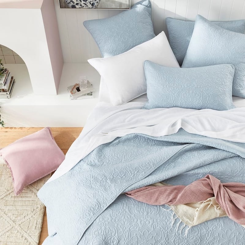 Chloe Powder Blue Quilted Quilt Cover Separates