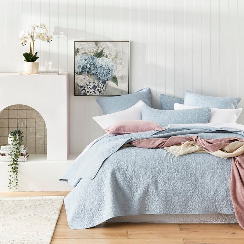 Chloe Powder Blue Quilted Coverlet Separates