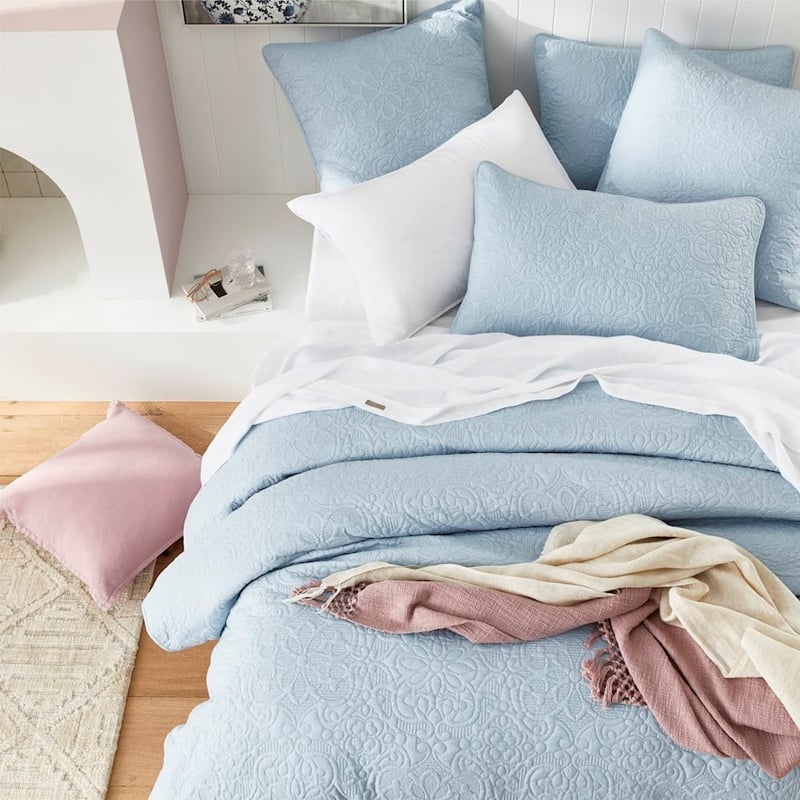 Chloe Powder Blue Quilted Coverlet Separates