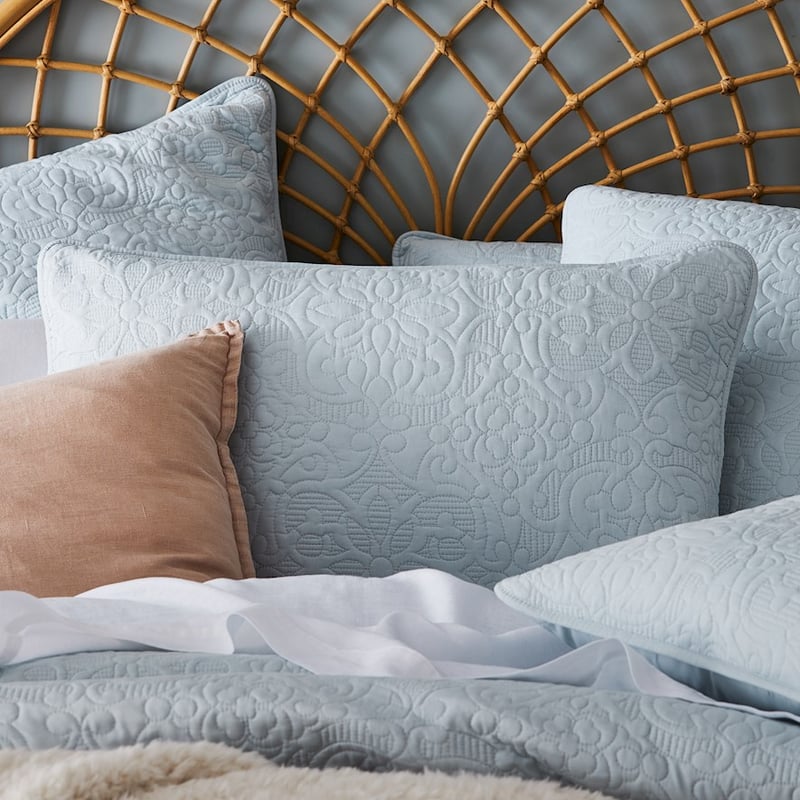 Chloe Silver Blue Quilted Coverlet Separates