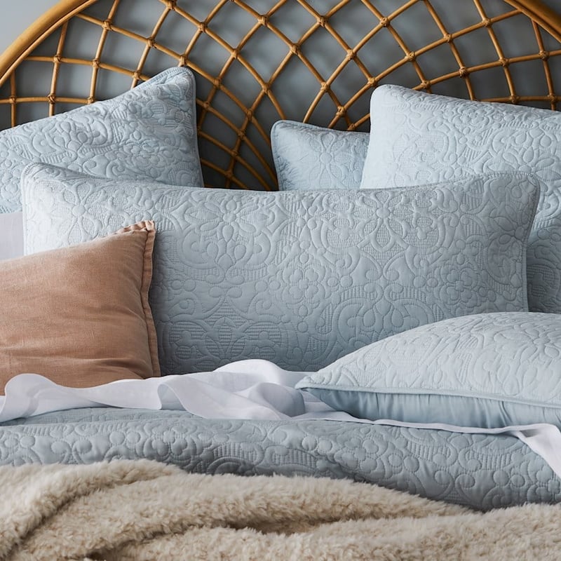 Chloe Silver Blue Quilted Coverlet Separates
