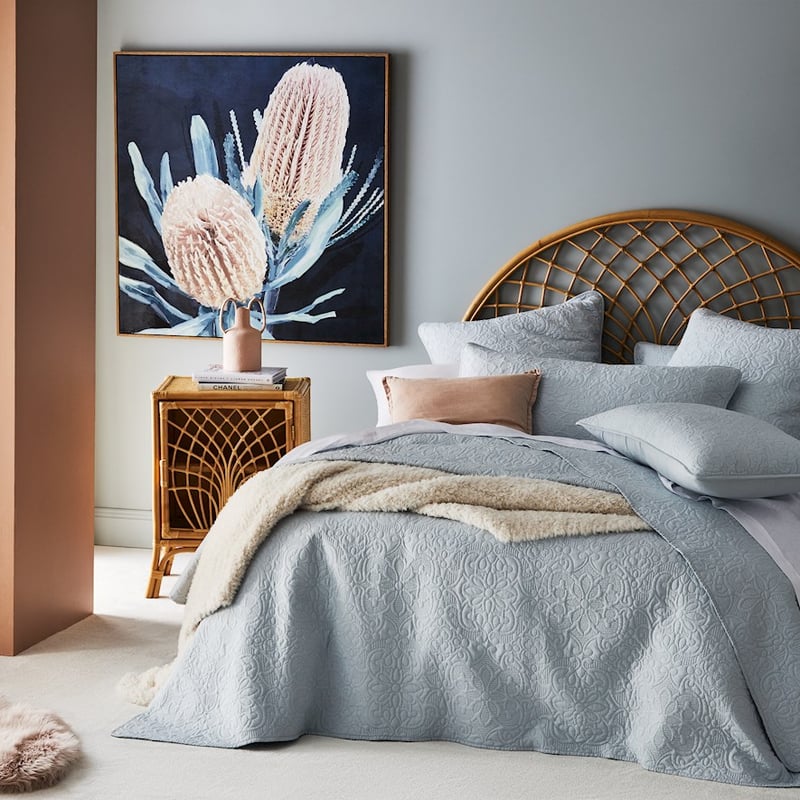 Chloe Silver Blue Quilted Coverlet Separates