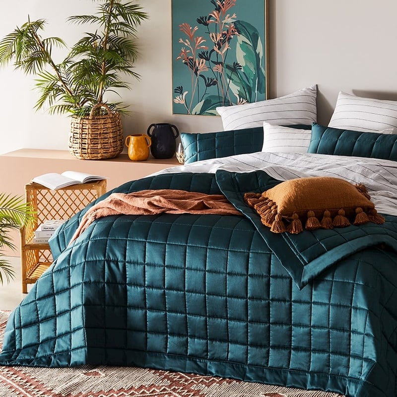Alma Deep Teal Quilted Coverlet Separates