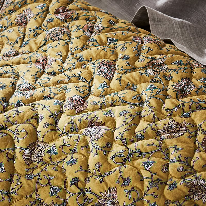 Kavali Queen Mustard Quilted Quilt Cover Separates