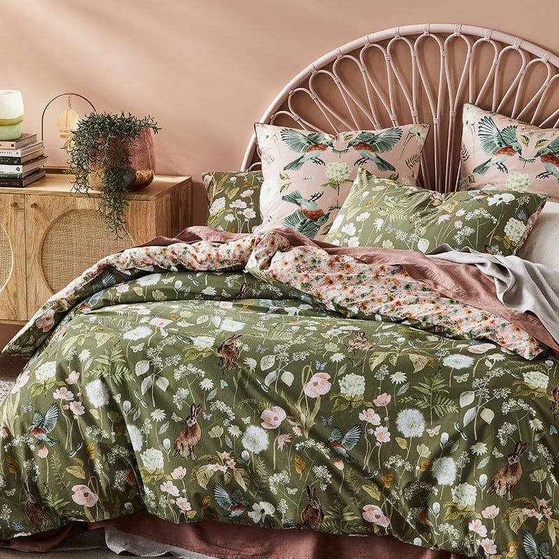 Secret Garden Olive Quilt Cover Set Separates