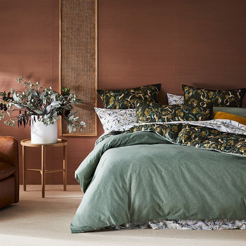Dana Kinter Wattle Dark Green Quilted Quilt Cover Separates