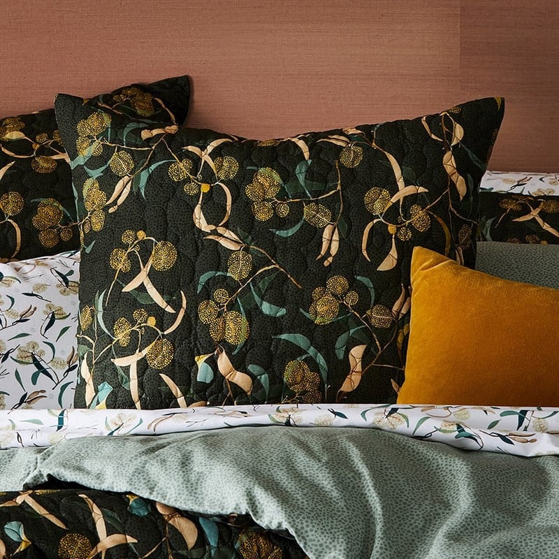 Dana Kinter Wattle Dark Green Quilted Quilt Cover Separates