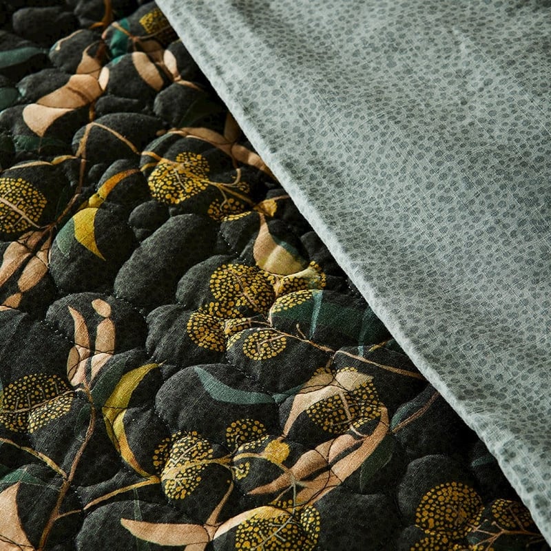 Dana Kinter Wattle Dark Green Quilted Quilt Cover Separates