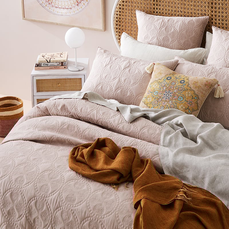Grace Pebble Quilted Quilt Cover Separates