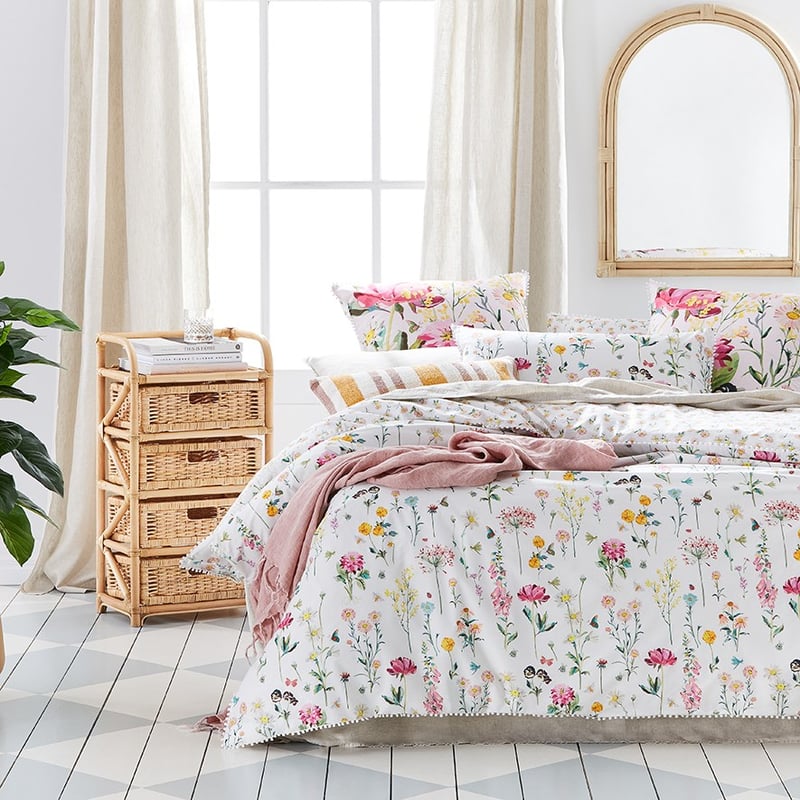 Jardin White Quilt Cover Set + Pillowcases
