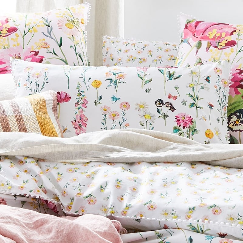 Jardin White Quilt Cover Set + Pillowcases