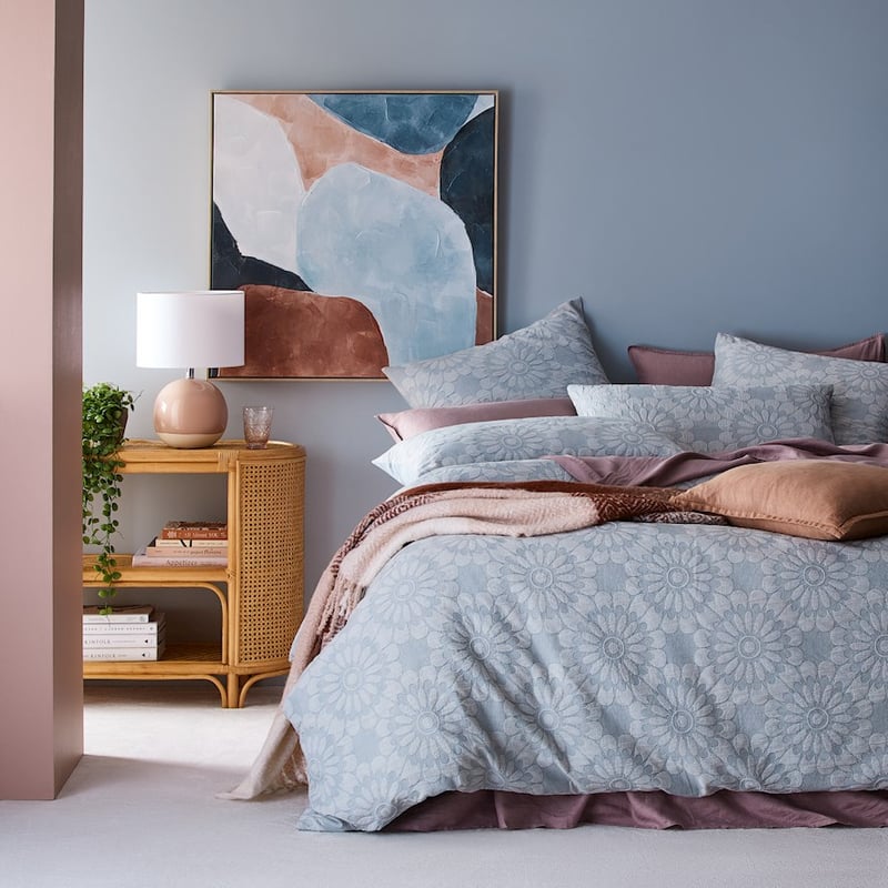Lottie Matelasse Blue Mist Quilt Cover Separates