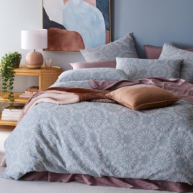 Lottie Matelasse Blue Mist Quilt Cover Separates