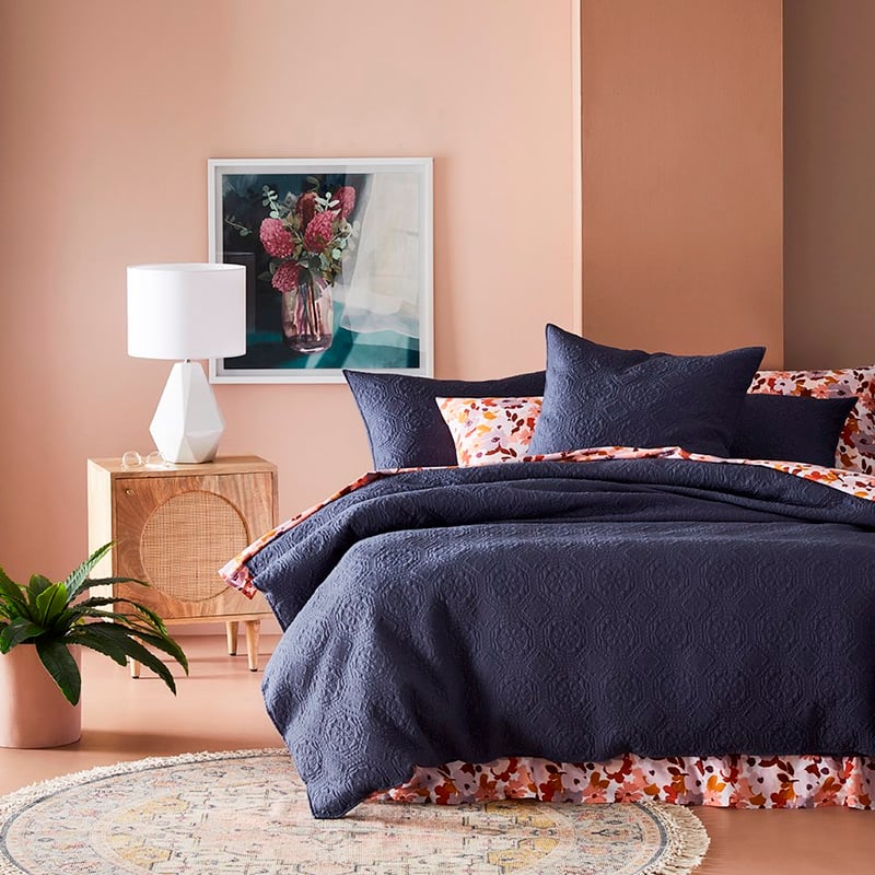 Mable Navy Quilted Quilt Cover Separates