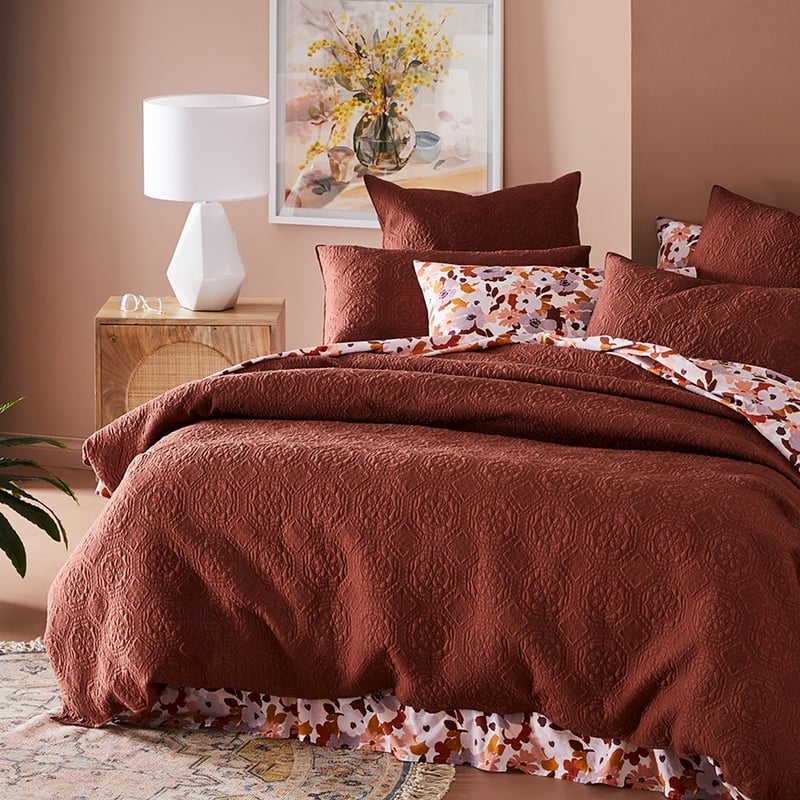 Mable Rustic Brown Quilted Quilt Cover Separates -