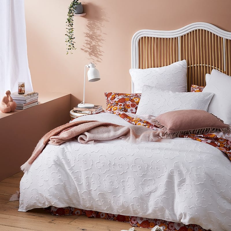 Poppy Jacquard White Quilt Cover Separates