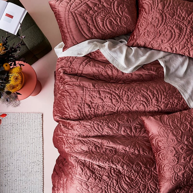 Nadia Velvet Rose Quilted Quilt Cover Separates