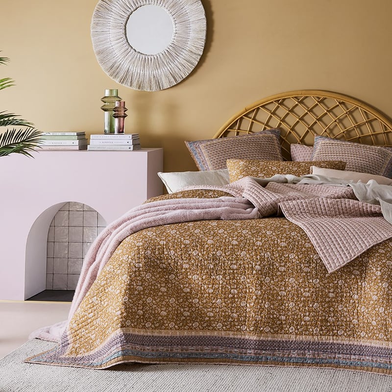 Sirocco Mustard Quilted Coverlet Separates