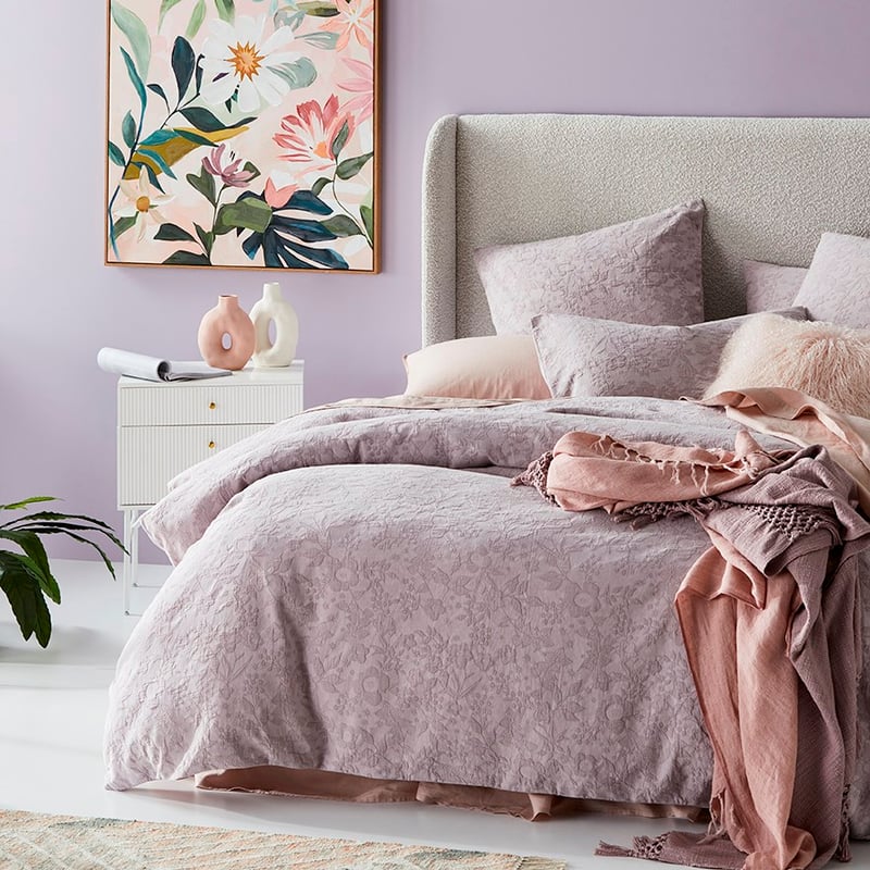 Gemma Matelasse Mauve Quilt Cover Separates