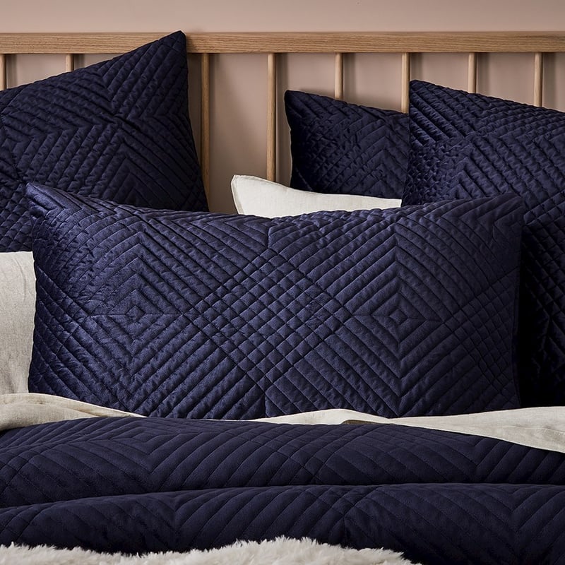 Ellery Velvet Navy Quilted Quilt Cover Separates