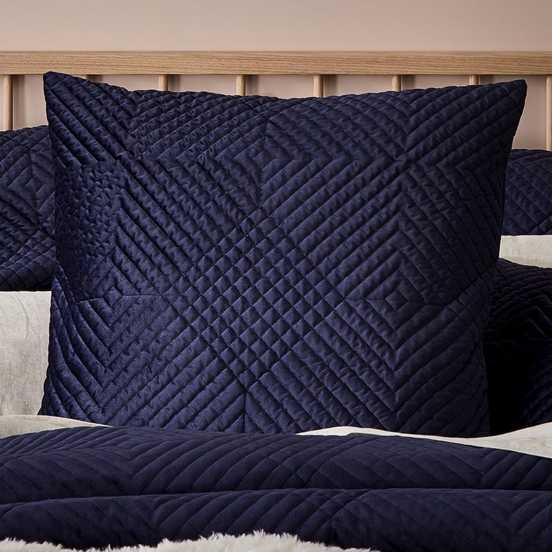 Ellery Velvet Navy Quilted Quilt Cover Separates