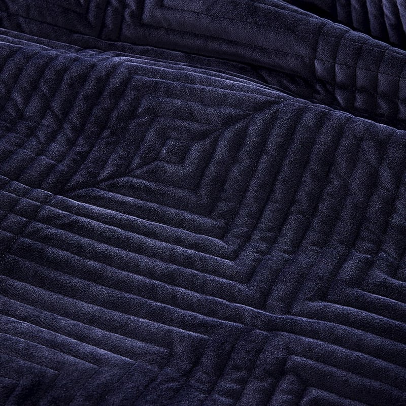Ellery Velvet Navy Quilted Quilt Cover Separates