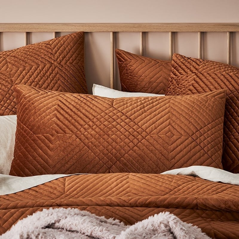 Ellery Velvet Rust Quilted Quilt Cover Separates