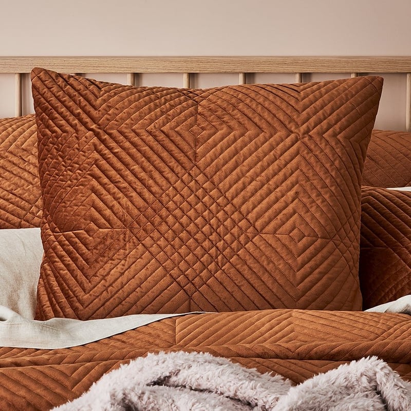 Ellery Velvet Rust Quilted Quilt Cover Separates