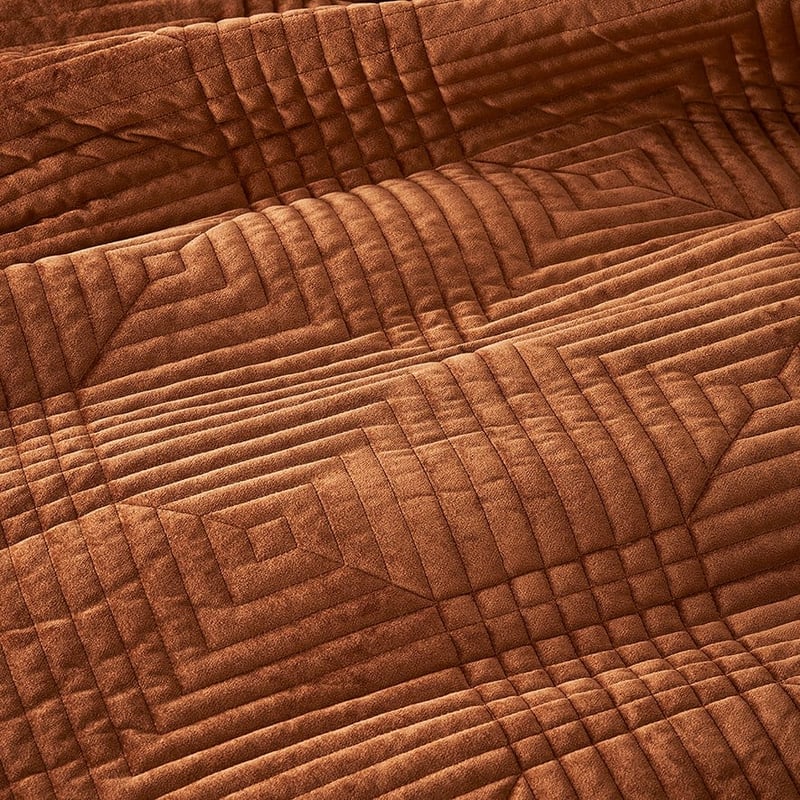 Ellery Velvet Rust Quilted Quilt Cover Separates