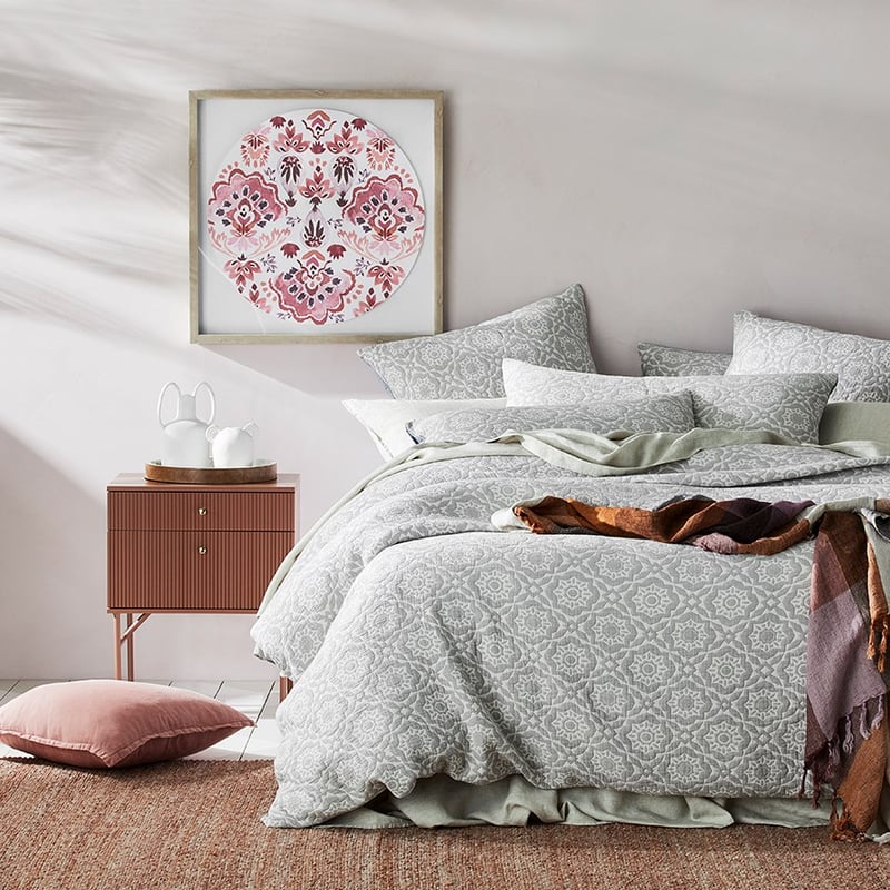 Saira Matelasse Stone Quilt Cover Separates