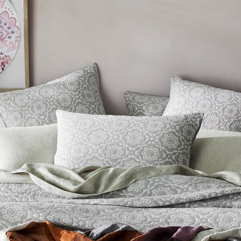 Saira Matelasse Stone Quilt Cover Separates