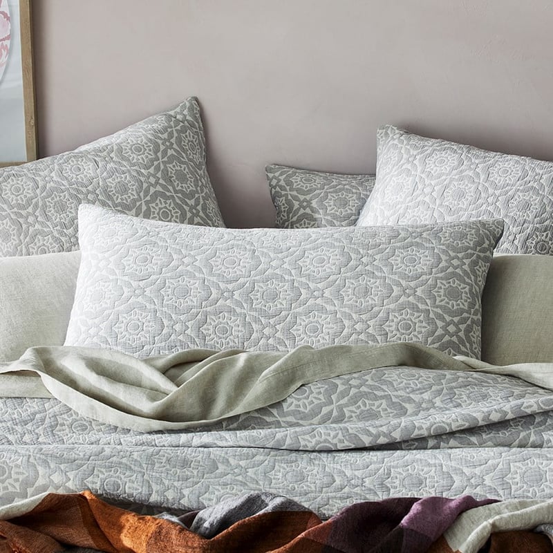 Saira Matelasse Stone Quilt Cover Separates