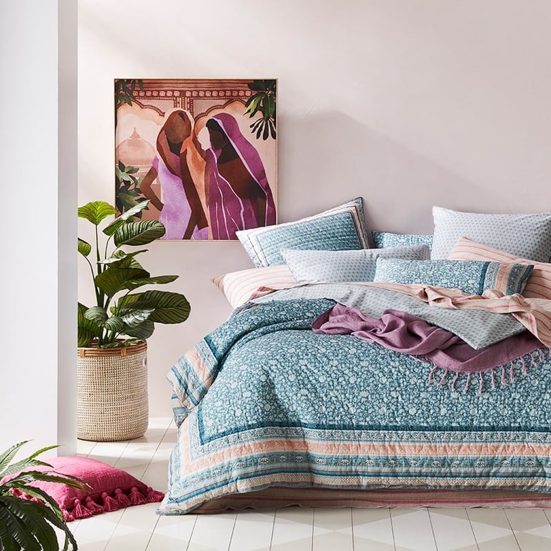 Delhi Quilted Turquoise Quilt Cover Separates