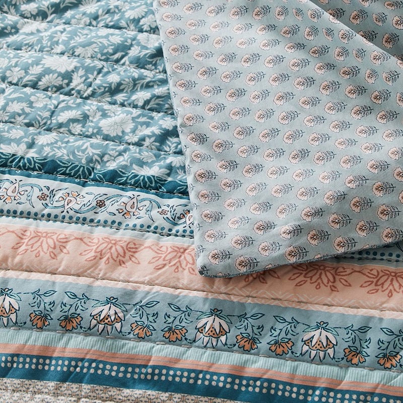Delhi Quilted Turquoise Quilt Cover Separates