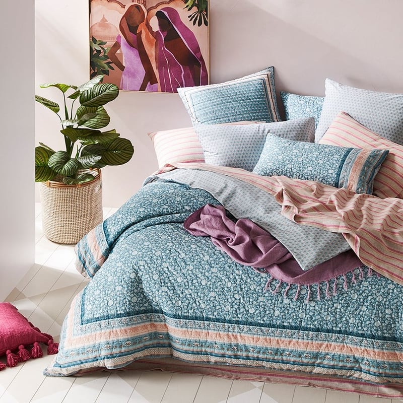 Delhi Quilted Turquoise Quilt Cover Separates
