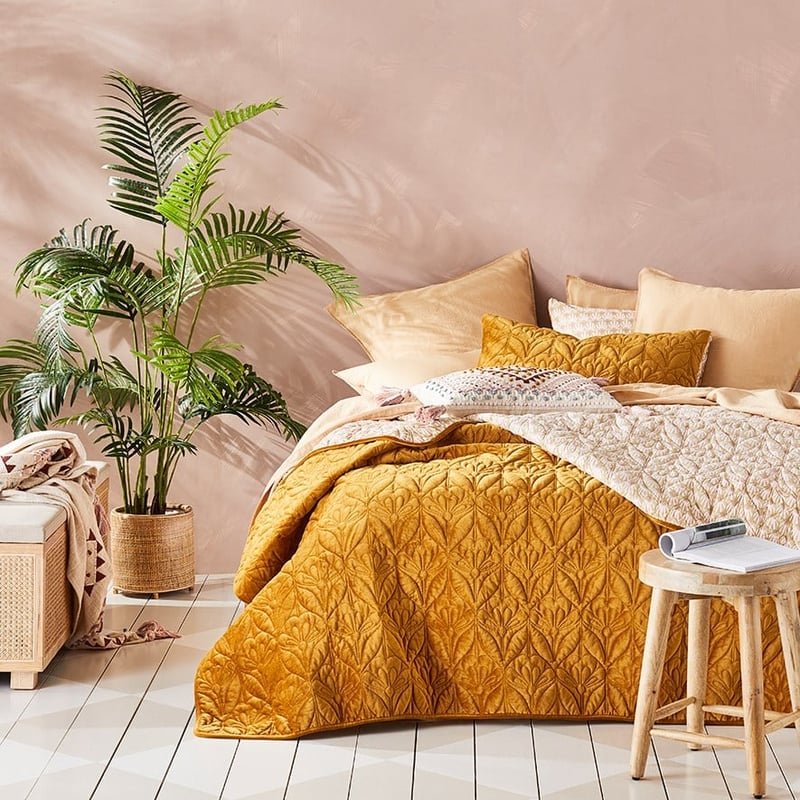 Krisha Gold Quilted Coverlet Separates