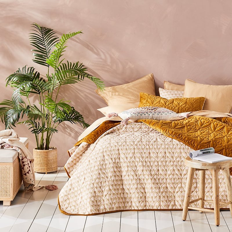 Krisha Gold Quilted Coverlet Separates