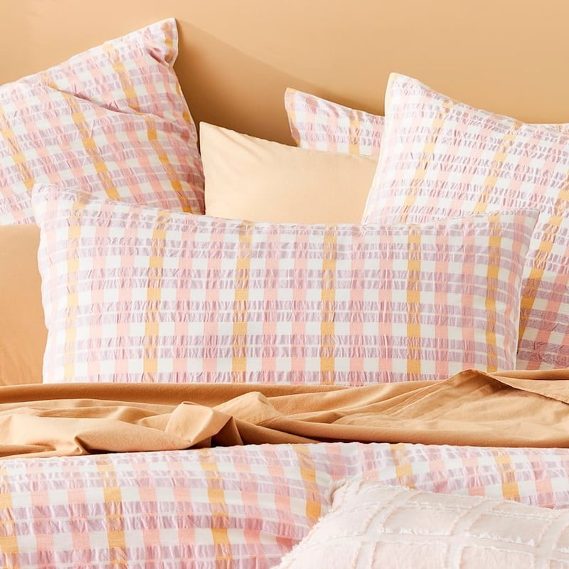 Cara Check Soft Lilac Quilt Cover Set + Separates