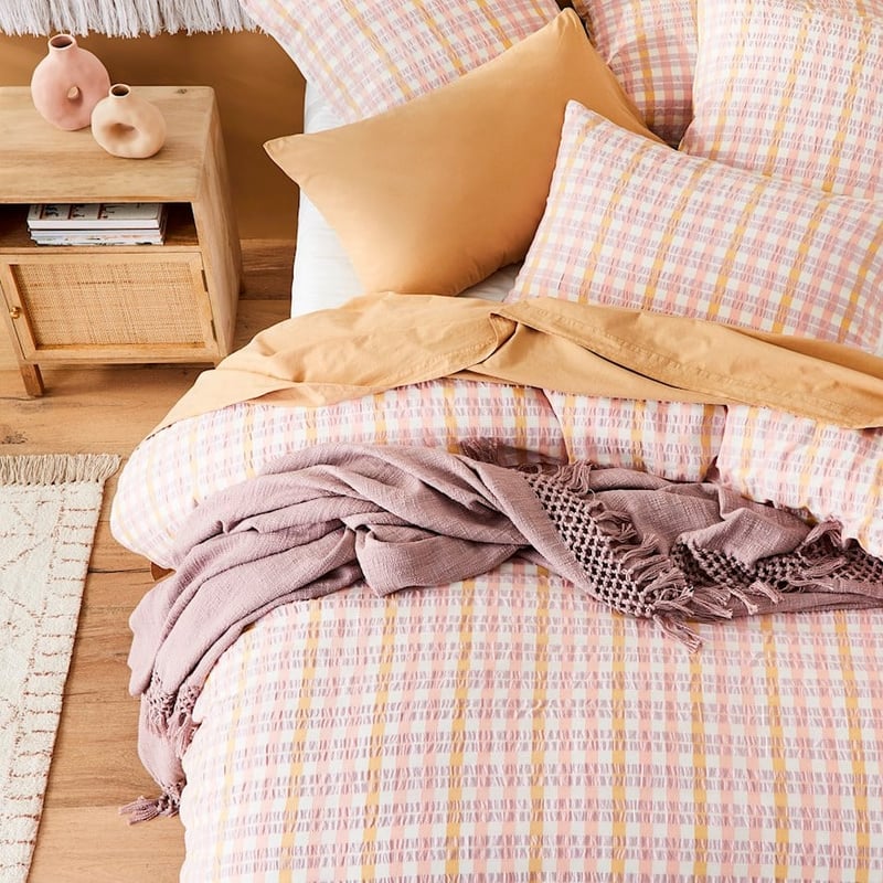 Cara Check Soft Lilac Quilt Cover Set + Separates