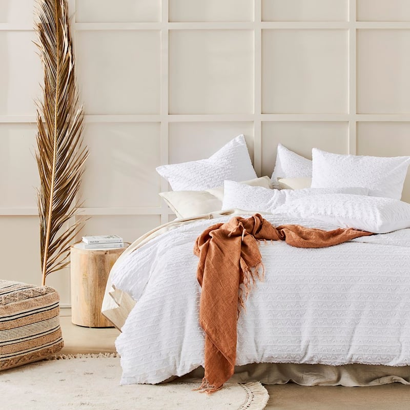 Miley Jacquard White Quilt Cover Set + Separates