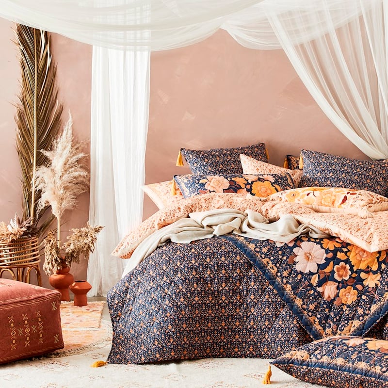 Wandering Folk Dawn Floral Navy Coverlet Separates